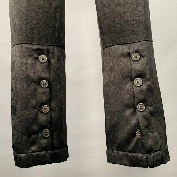 ANN DEMEULEMEESTER Size 8 Black Acetate Blend Flat Front Tapered Dress Pants - Picture 3 of 5